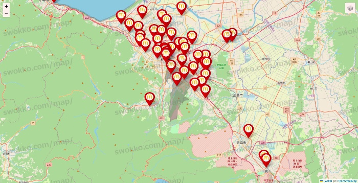 北海道のマクドナルドの店舗地図