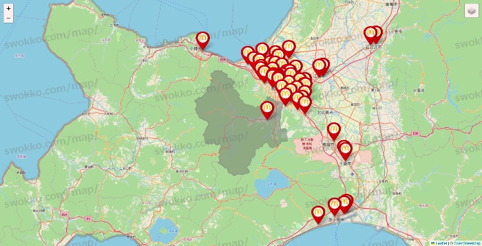 北海道のマクドナルドの店舗地図