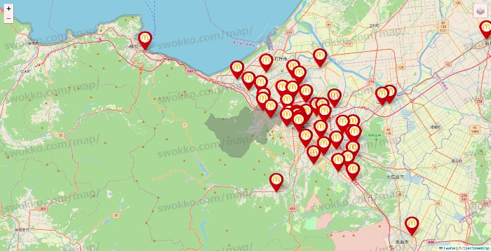 北海道のマクドナルドの店舗地図