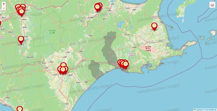 北海道のマクドナルドの店舗地図