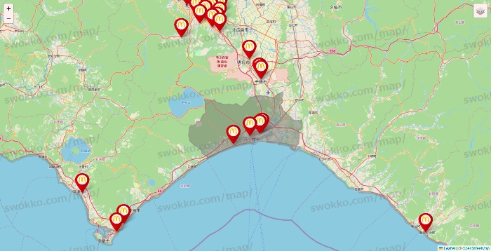 北海道のマクドナルドの店舗地図