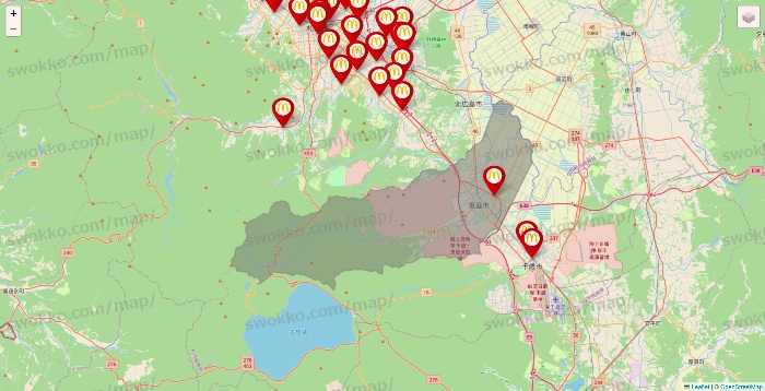 北海道のマクドナルドの店舗地図