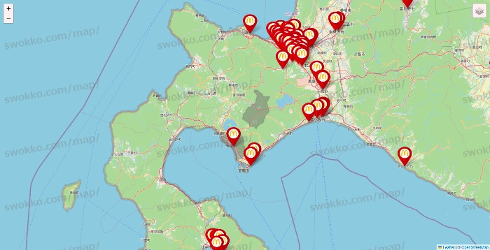 北海道のマクドナルドの店舗地図