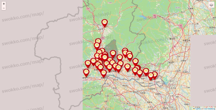 群馬県のマクドナルドの店舗地図