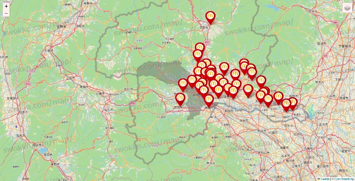 群馬県のマクドナルドの店舗地図