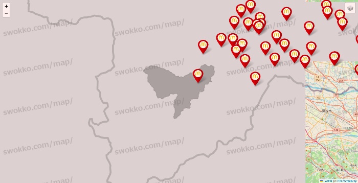 群馬県のマクドナルドの店舗地図