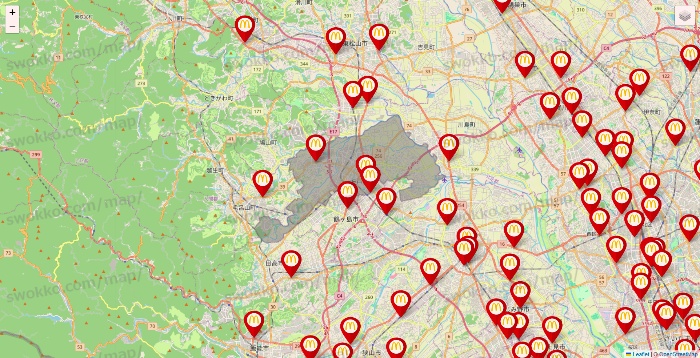 埼玉県のマクドナルドの店舗地図