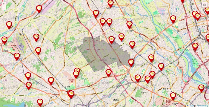埼玉県のマクドナルドの店舗地図