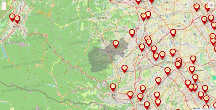 埼玉県のマクドナルドの店舗地図