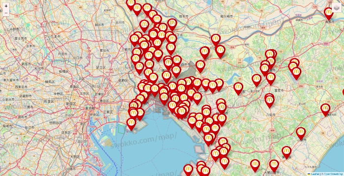 千葉県のマクドナルドの店舗地図