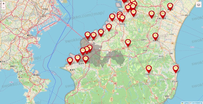 千葉県のマクドナルドの店舗地図