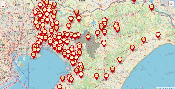 千葉県のマクドナルドの店舗地図