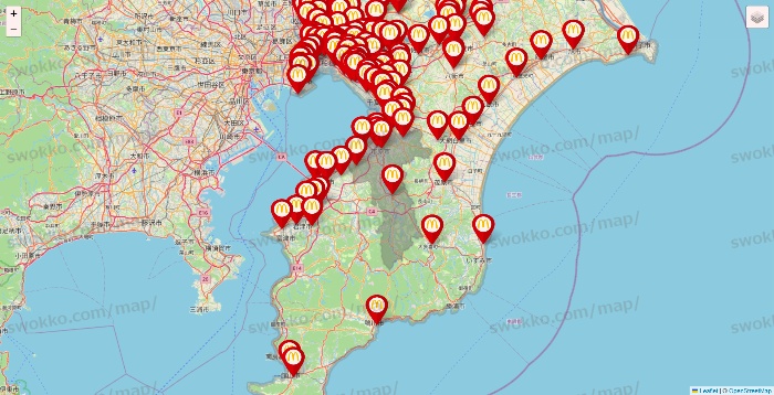 千葉県のマクドナルドの店舗地図
