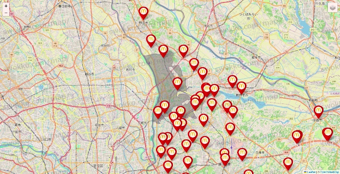 千葉県のマクドナルドの店舗地図