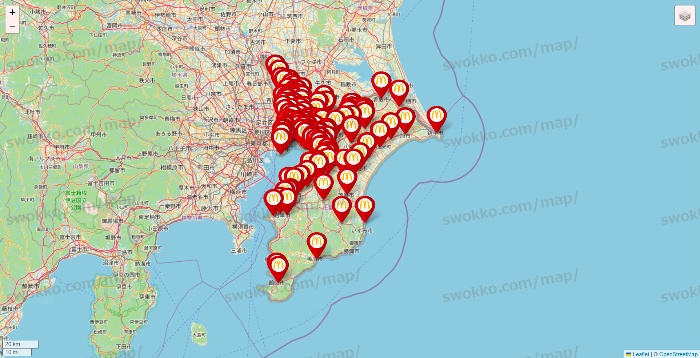 千葉県のマクドナルドの店舗地図