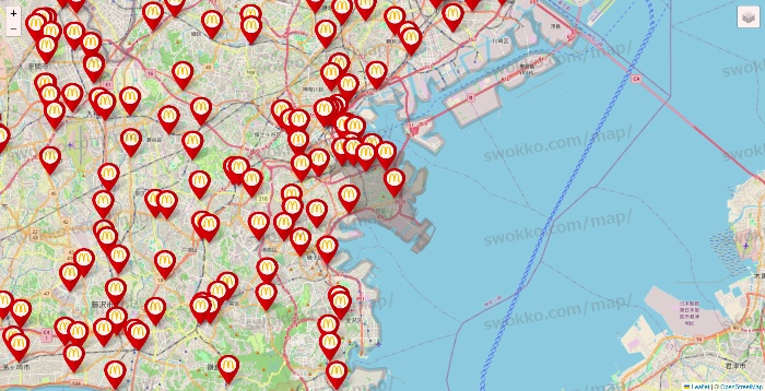 神奈川県のマクドナルドの店舗地図