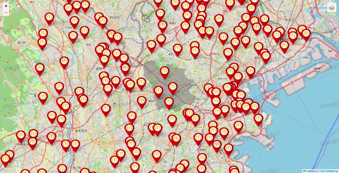 神奈川県のマクドナルドの店舗地図