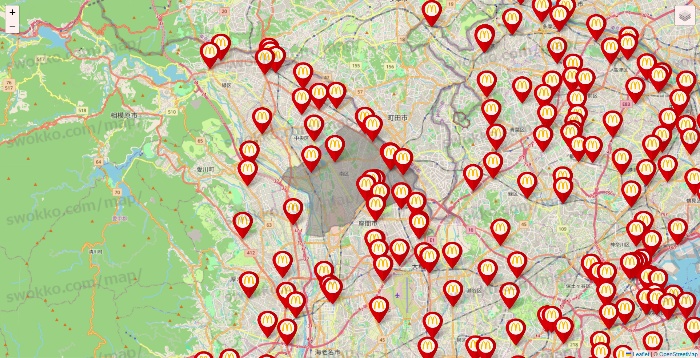 神奈川県のマクドナルドの店舗地図