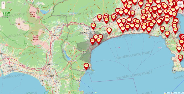 神奈川県のマクドナルドの店舗地図