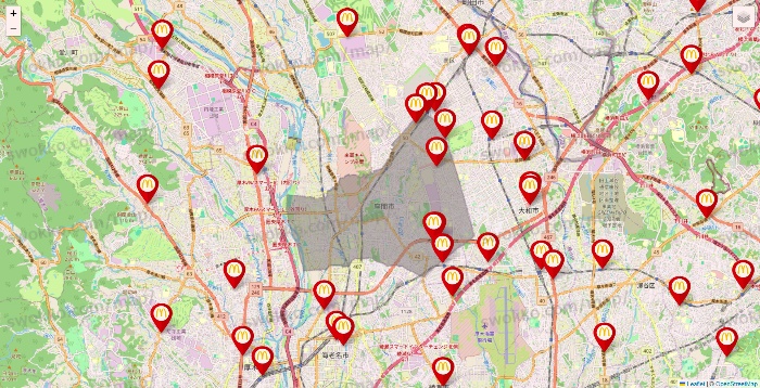 神奈川県のマクドナルドの店舗地図