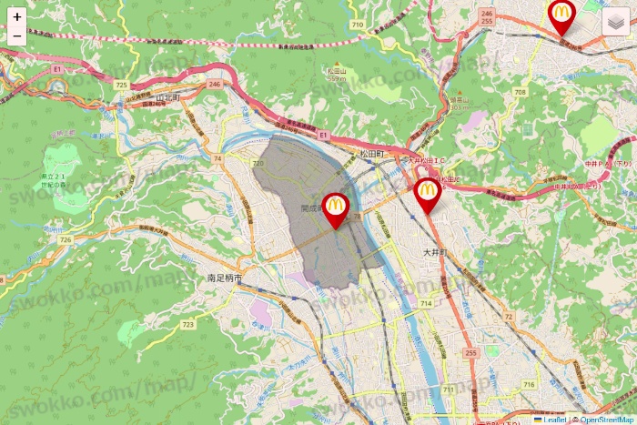 神奈川県のマクドナルドの店舗地図