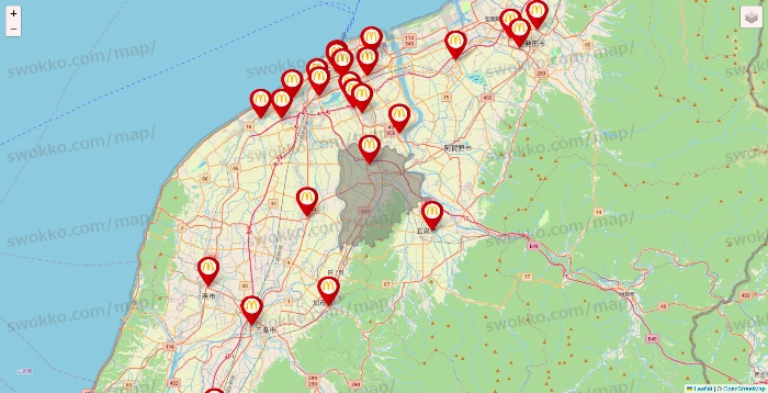 新潟県のマクドナルドの店舗地図