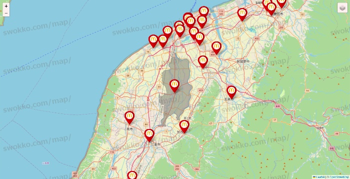 新潟県のマクドナルドの店舗地図