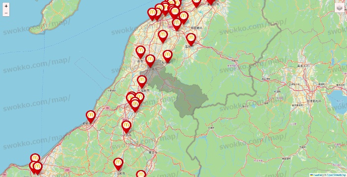 新潟県のマクドナルドの店舗地図