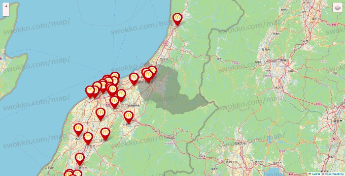 新潟県のマクドナルドの店舗地図