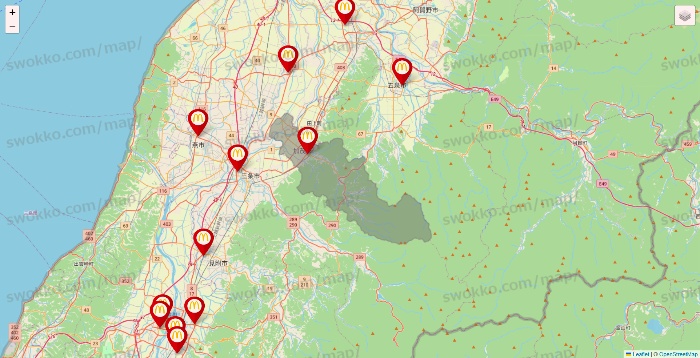 新潟県のマクドナルドの店舗地図