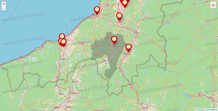 新潟県のマクドナルドの店舗地図