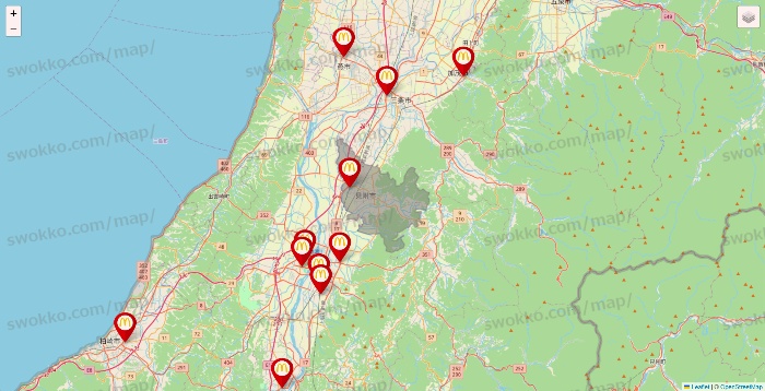 新潟県のマクドナルドの店舗地図