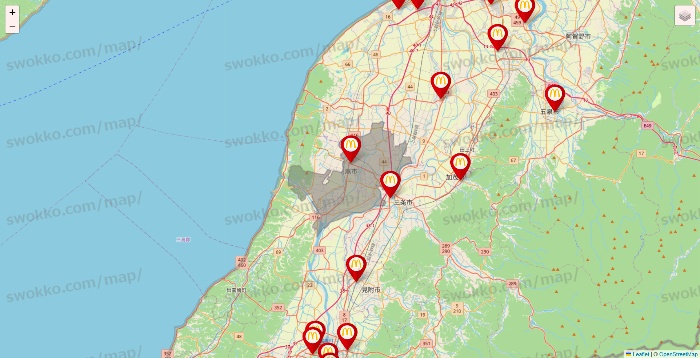 新潟県のマクドナルドの店舗地図