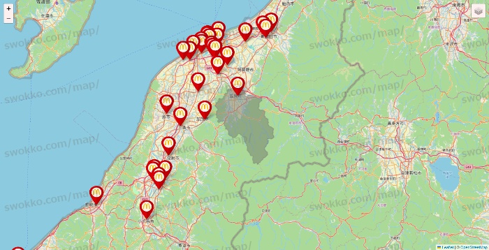 新潟県のマクドナルドの店舗地図