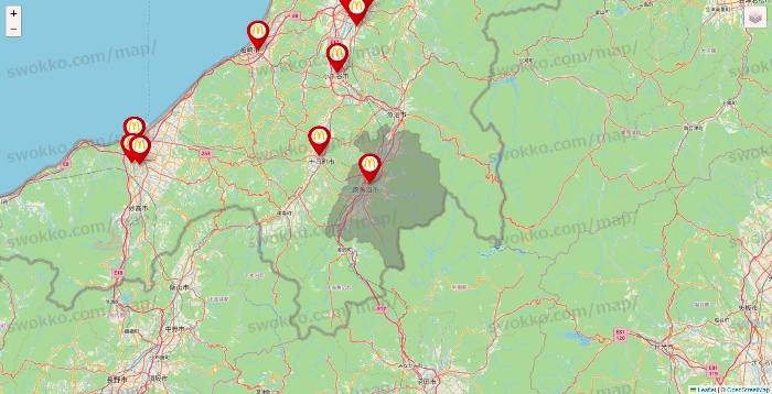 新潟県のマクドナルドの店舗地図
