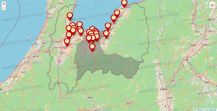 富山県のマクドナルドの店舗地図