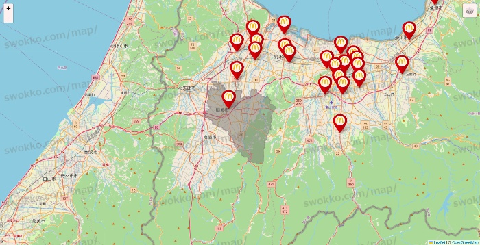 富山県のマクドナルドの店舗地図