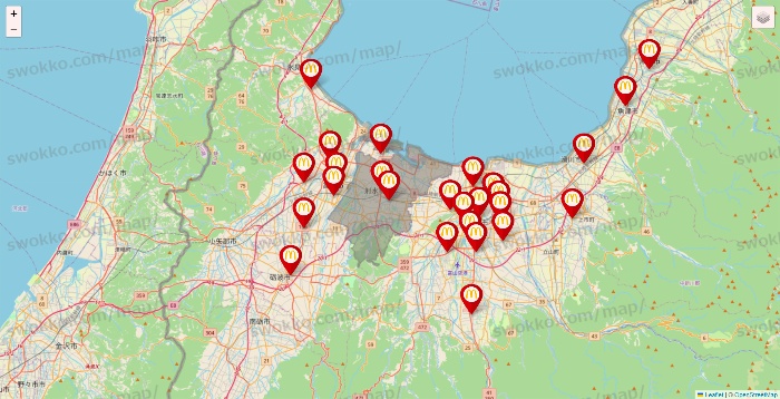 富山県のマクドナルドの店舗地図