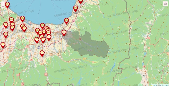 富山県のマクドナルドの店舗地図