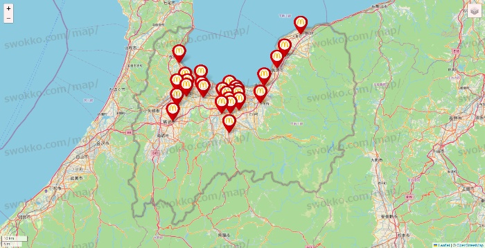 富山県のマクドナルドの店舗地図