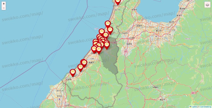 石川県のマクドナルドの店舗地図