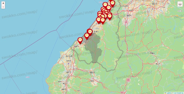 石川県のマクドナルドの店舗地図