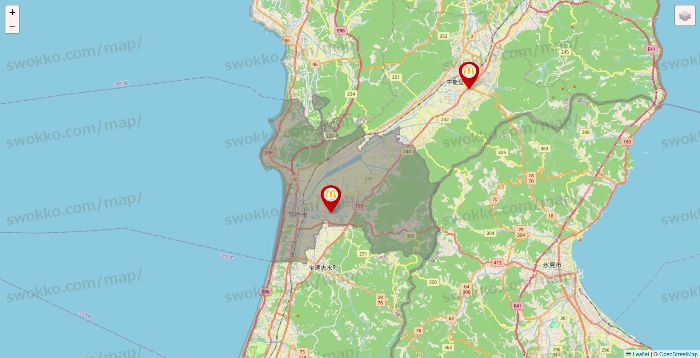 石川県のマクドナルドの店舗地図