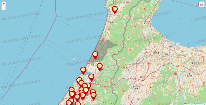 石川県のマクドナルドの店舗地図