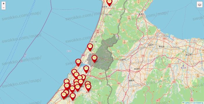 石川県のマクドナルドの店舗地図
