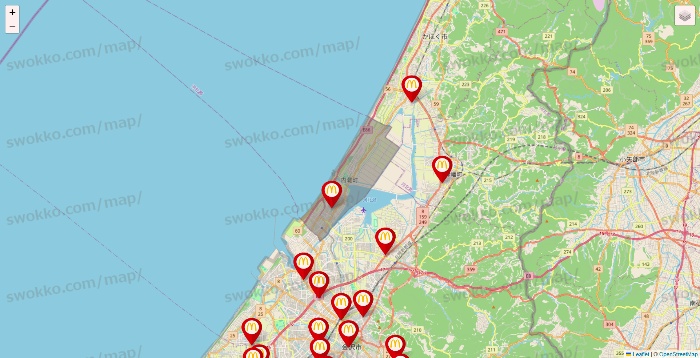石川県のマクドナルドの店舗地図
