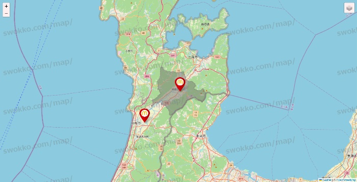 石川県のマクドナルドの店舗地図