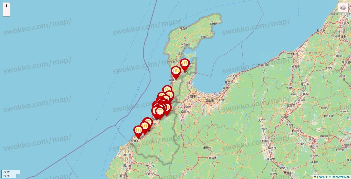 石川県のマクドナルドの店舗地図