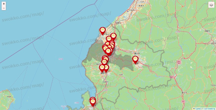 福井県のマクドナルドの店舗地図