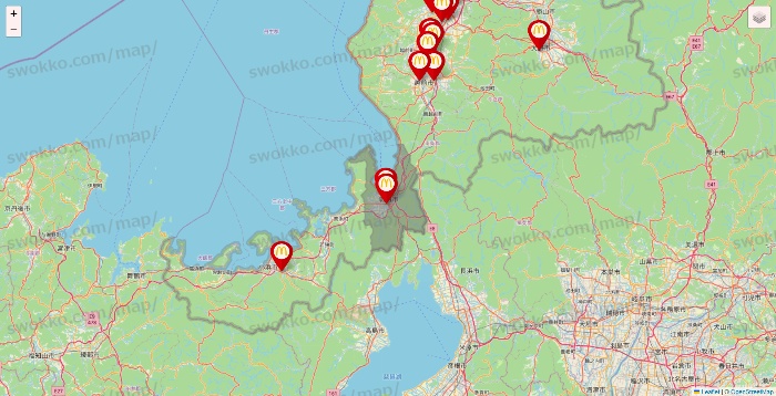 福井県のマクドナルドの店舗地図